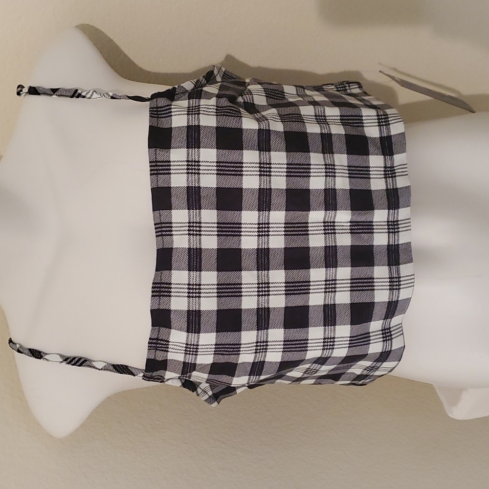 new Tank Top crop top j for justify black and white plaid xl